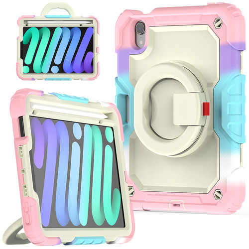 iPad mini 2024 / mini 6 Bracelet Holder Silicone + PC Tablet Case - Colorful Pink