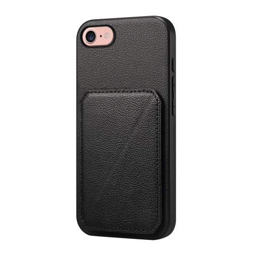 iPhone 7 / 8 / SE 2022 D04 Calf Texture Dual Card Slot Holder Phone Case - Black