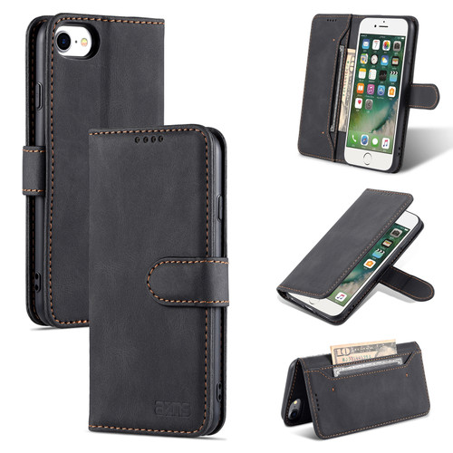 iPhone SE 2022 / SE 2020 / 8 / 7 AZNS Dream II Skin Feel PU+TPU Horizontal Flip Leather Case with Holder & Card Slots & Wallet - Black