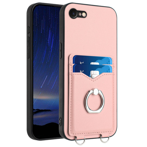 iPhone SE 2022 / SE 2020 / 8 R20 Ring Card Holder Phone Case - Pink