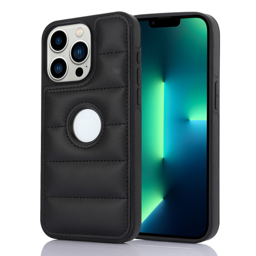iPhone 13 Pro Max Piano Key Hollow Cutout PU Phone Case - Black