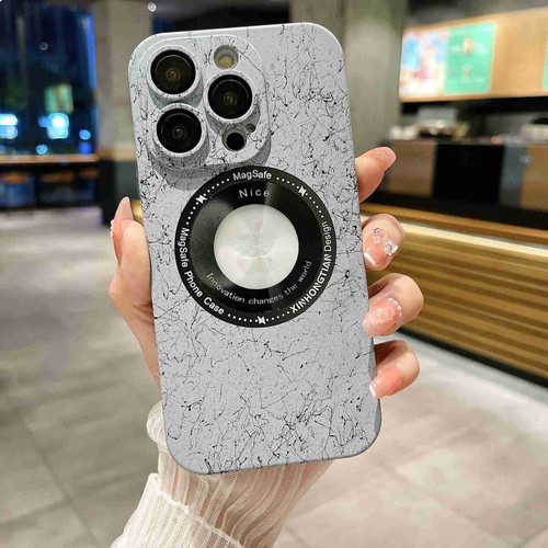 iPhone 13 Pro Max Marble Pattern MagSafe PC Phone Case - White