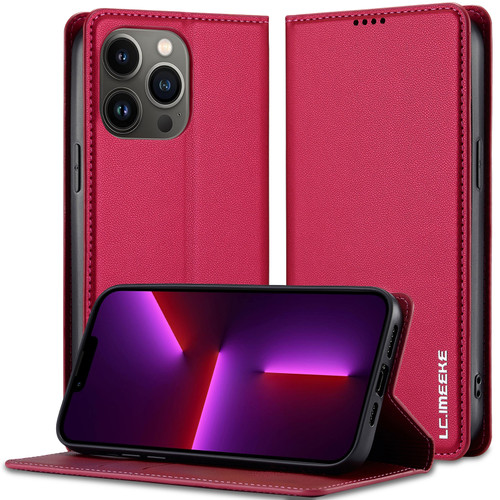 iPhone 13 Pro Max LC.IMEEKE L1 Series Frosted Fine Texture PU Phone Case - Red