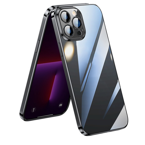 iPhone 13 Pro Max SULADA Lens Protector Plated Clear Case - Black