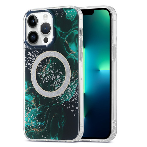iPhone 13 Pro Max Dual-side IMD Marble Magsafe Phone Case - Dark Green