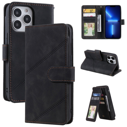 iPhone 13 Pro Max Skin Feel Horizontal Flip Leather Phone Case - Black