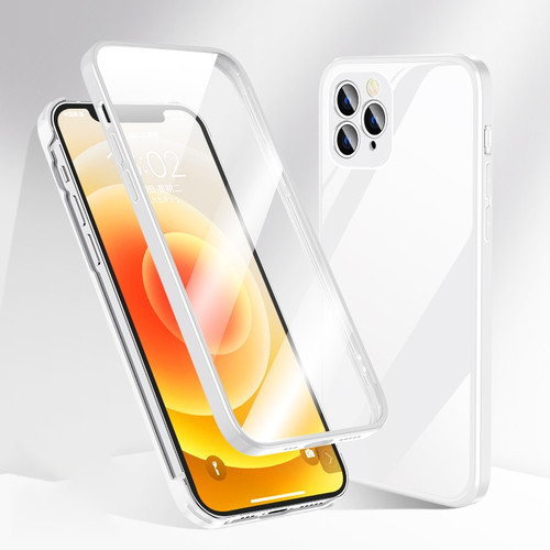iPhone 13 Pro Max 360 Full Coverage Glass Phone Case - White