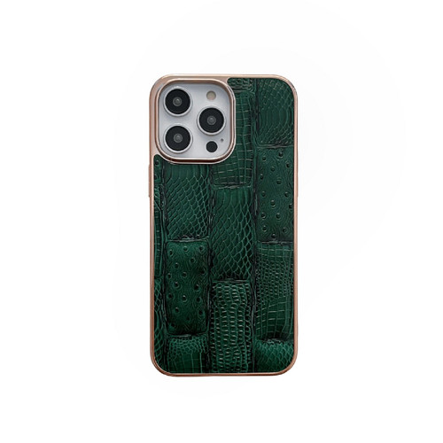 iPhone 13 Pro Max Nano Electroplate Mahjong Texture Leather Phone Case - Green