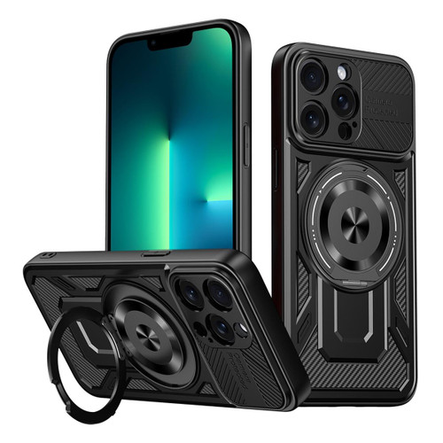 iPhone 13 Pro Armor Rotating Holder MagSafe Phone Case - Black