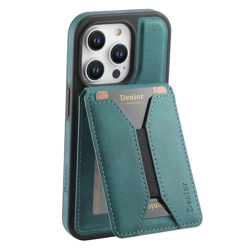 iPhone 13 Pro Denior D18 Skin Feel Rotating Holder MagSafe Detachable Card Slot Phone Case - Blue