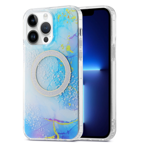 iPhone 13 Pro Dual-side IMD Marble Magsafe Phone Case - Dark Blue