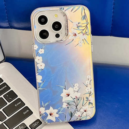 iPhone 13 Pro Electroplating Laser Flower Texture TPU Phone Case - Morning Glory AH16