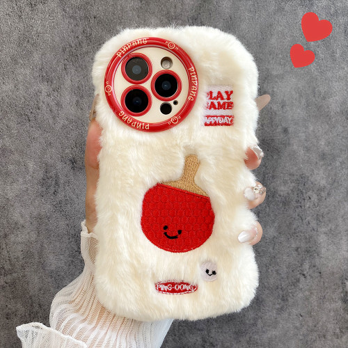 iPhone 13 Pro Fun Sports Plush Silicone Phone Case - Table Tennis