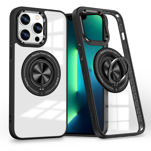 iPhone 13 Pro Magnetic Rotating Ring Holder Phone Case - Black