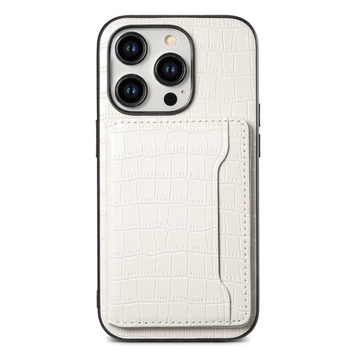 iPhone 12 Pro Max Crocodile Texture Card Bag Design Full Coverage Phone Case - White