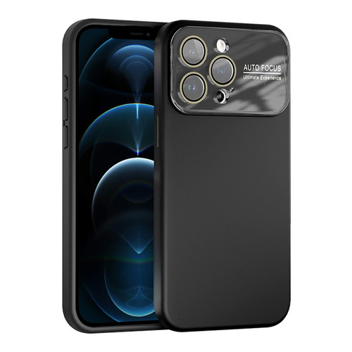 iPhone 12 Pro Max Large Window Acrylic Lens Film + Liquid Silicone Full Coverage Phone Case - Black