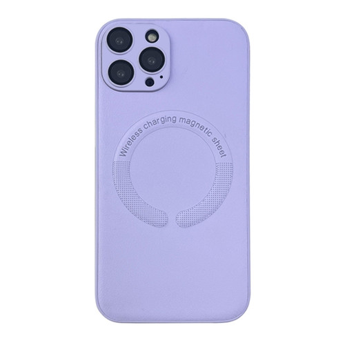 iPhone 12 Pro Max Leather All-inclusive MagSafe TPU Phone Case - Purple Taro