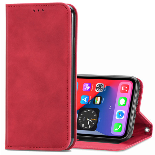 iPhone 12 Pro Max Retro Skin Feel Business Magnetic Horizontal Flip Leather Case with Holder & Card Slots & Wallet & Photo Frame - Red
