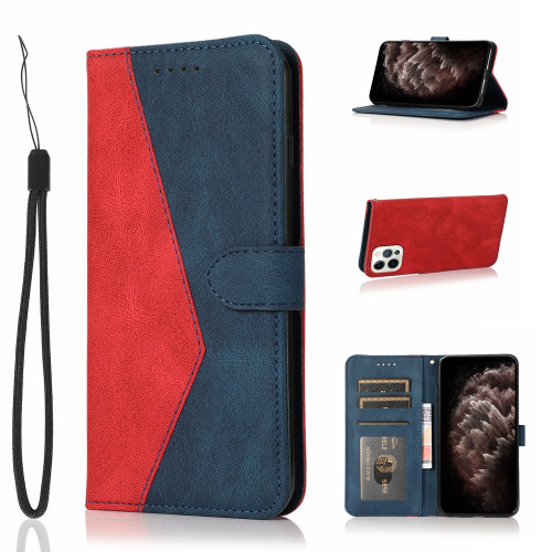 iPhone 12 / 12 Pro Dual-color Stitching Leather Phone Case - Red Blue