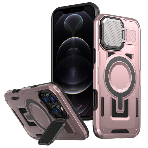 iPhone 12 / 12 Pro Shield Frame Holder MagSafe Phone Case - Rose Gold