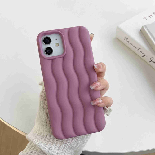 iPhone 12 / 12 Pro Skin Feel 3D Water Wave Texture Phone Case - Purple