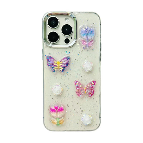 iPhone 12 3D Colorful Crystal Butterfly TPU Phone Case - Butterful Flowers