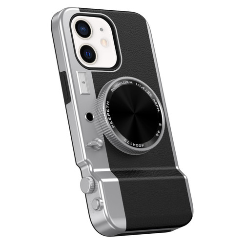 iPhone 12 3D Retro Bluetooth Camera Magsafe Mirror Phone Case - Black