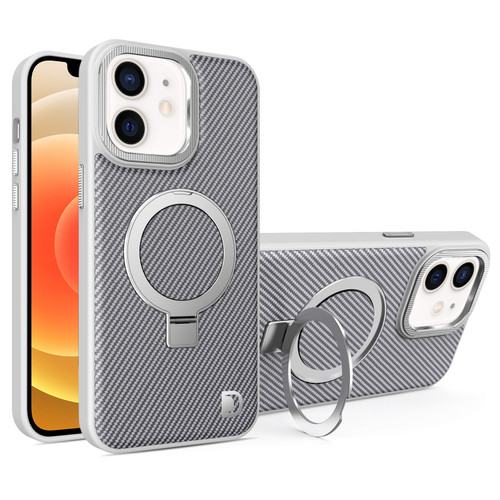 iPhone 12 Carbon Fiber MagSafe Holder Phone Case - Grey