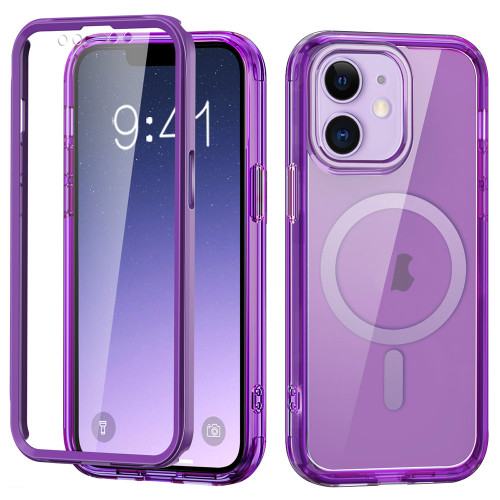 iPhone 12 Colorful MagSafe Magnetic PC Hybrid TPU Phone Case - Dark Purple
