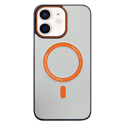 iPhone 12 Contrast Color Imitation Wood Texture MagSafe Phone Case - Titanium Gray