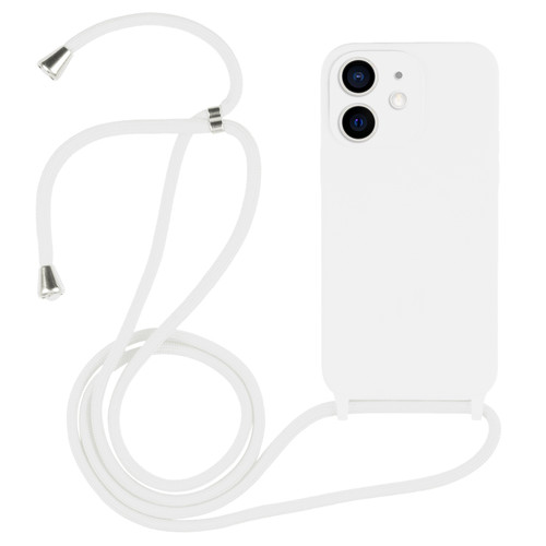 iPhone 12 Crossbody Lanyard Liquid Silicone Case - White