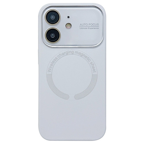 iPhone 12 Large Window Acrylic Glass Lens MagSafe Silicone Phone Case - White