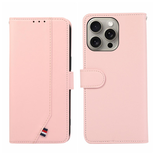 iPhone 12 Pro ABEEL Delicate Texture Splicing RFID Leather Phone Case - Pink