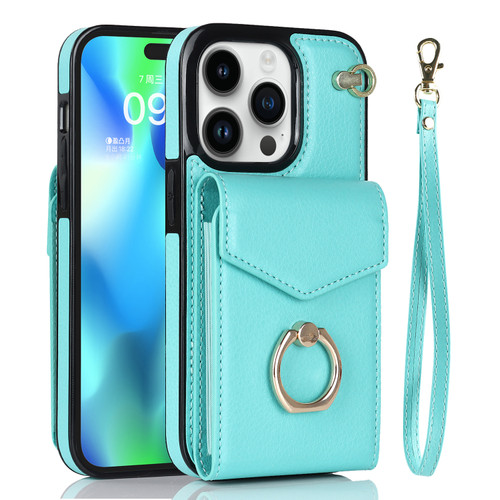 iPhone 12 Pro Anti-theft RFID Card Slot Phone Case - Mint Green