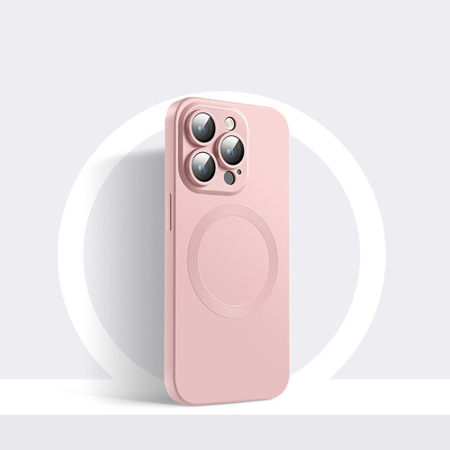 iPhone 12 Pro CD Texture MagSafe Liquid Silicone Phone Case - Light Pink