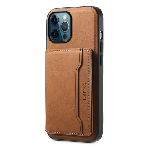 iPhone 12 Pro Denior D13 Retro Texture Leather MagSafe Card Bag Phone Case - Brown