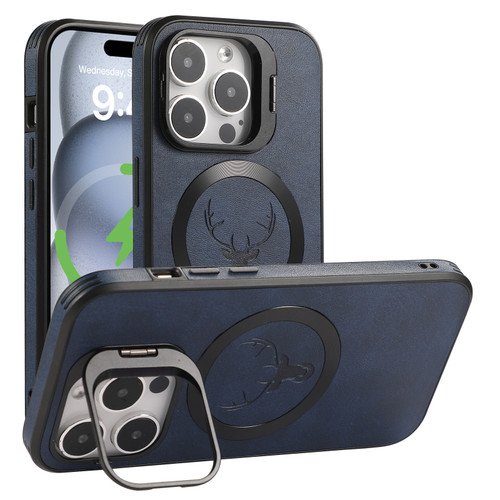iPhone 12 Pro Elk Lens Holder Magsafe Shockproof Phone Case - Blue