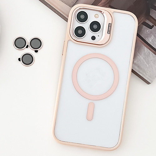 iPhone 12 Pro MagSafe Acrylic Hybrid TPU Holder Phone Case with Lens film - Pink