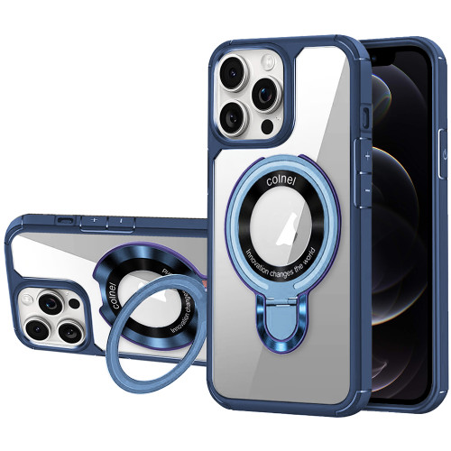 iPhone 12 Pro MagSafe Acrylic Hybrid TPU Phone Case with Holder - Royal Blue