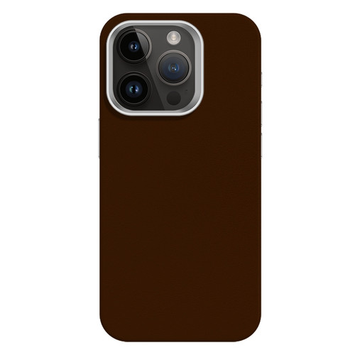 iPhone 12 Pro Skin Feel Fine Leather Texture Metal Lens Frame MagSafe Phone Case - Brown