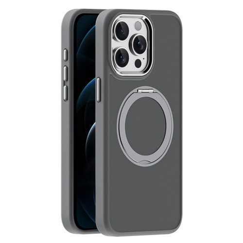 iPhone 12 Pro Skin Feel Frosted MagSafe Magnetic Holder Phone Case - Dark Grey