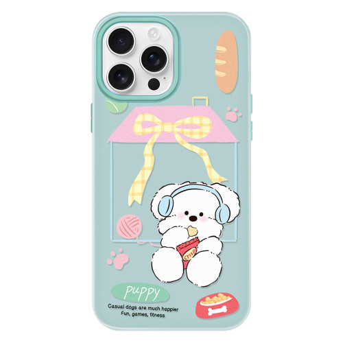 iPhone 12 Pro Skin Feeling Jelly TPU Hybrid PC Phone Case - Potato Chips Puppy Light Green
