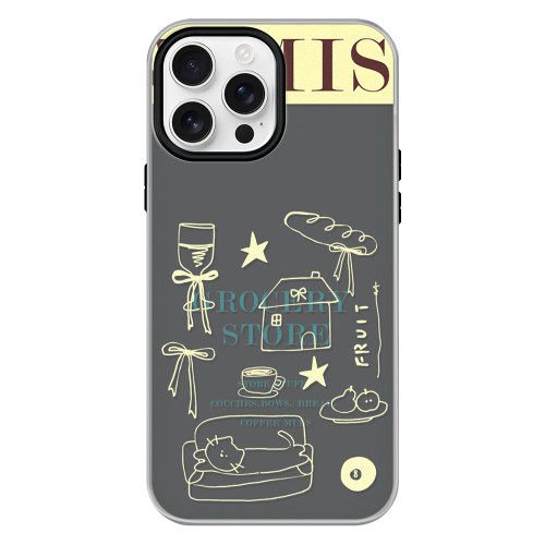 iPhone 12 Pro Skin Feeling Jelly TPU Hybrid PC Phone Case - Shop Line Draft Black