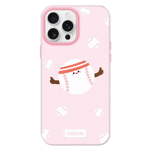 iPhone 12 Pro Skin Feeling Jelly TPU Hybrid PC Phone Case - Sports Baseball Pink