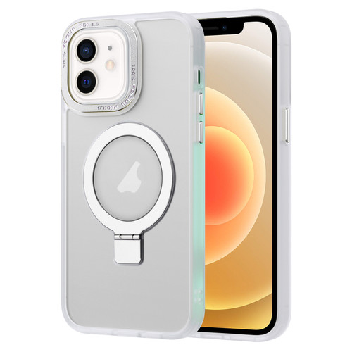 iPhone 12 Skin Feel MagSafe Magnetic Holder Phone Case - Matte White