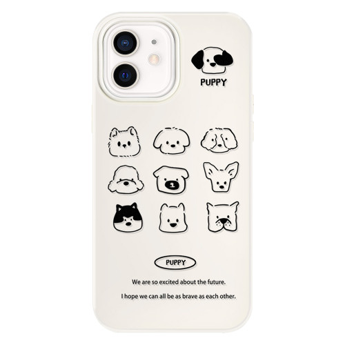 iPhone 12 Skin Feeling Jelly TPU Hybrid PC Phone Case - Animal Nine Grid White