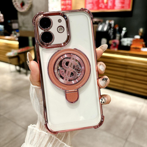 iPhone 12 Space MagSafe Holder Phone Case with Lens Film - Pink
