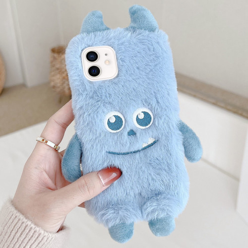 iPhone 12 mini Cute Monster Plush TPU Phone Case - Blue Hair Monster