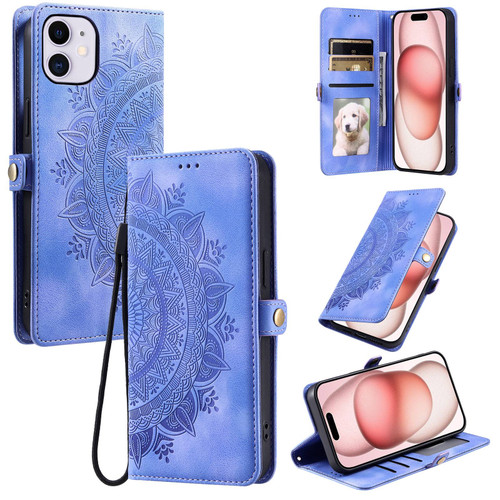 iPhone 12 mini Skin Feel Totem Embossed Leather Phone Case - Purple
