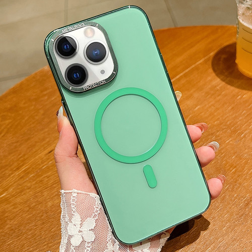 iPhone 11 Pro Max Golden Shield HD Transparent MagSafe PC Phone Case - Green